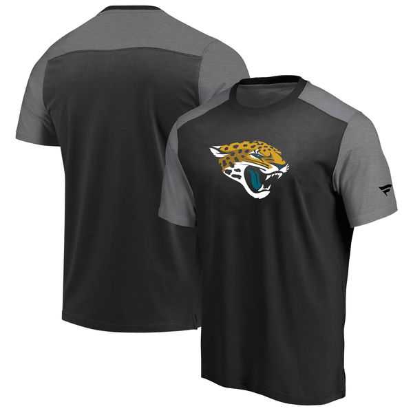Jacksonville Jaguars NFL Pro Line by Fanatics Branded Iconic Color Block T-Shirt Black Heathered Gray